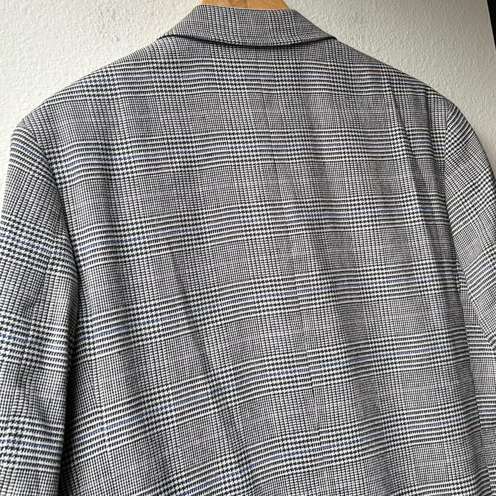 J.Crew Grey Kenmare Relaxed-fit Checkered blazer in cotton-linen blend Sz 40L